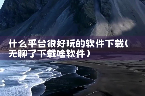 什么平台很好玩的软件下载