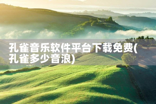 孔雀音乐软件平台下载免费
