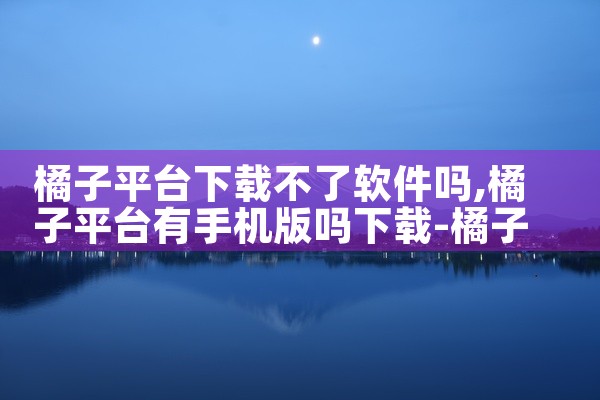 橘子平台下载不了软件吗