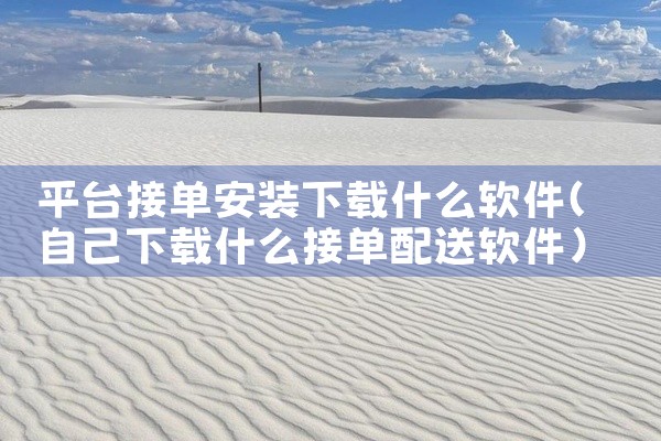 平台接单安装下载什么软件